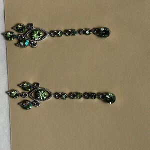 Elegant Green Crystal Drop Earrings